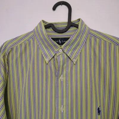 Camisa rayada verde Ralph Lauren L - miniatura 6
