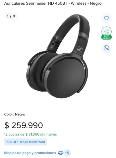 Audífonos inalámbricos Sennheiser negros - miniatura 6