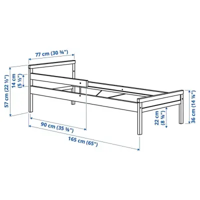 Cama individual de madera con colchón - miniatura 4