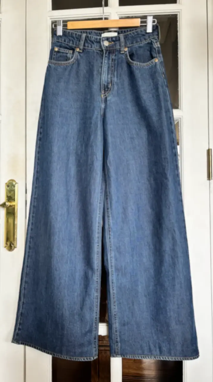 Jeans azul ancho tiro alto - 2