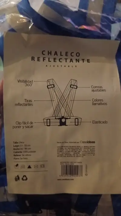 Chaleco reflectante ajustable azul - miniatura 2