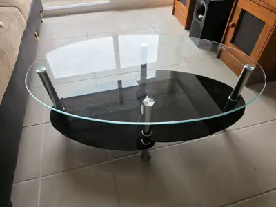 Mesa de centro de vidrio ovalada - miniatura 1
