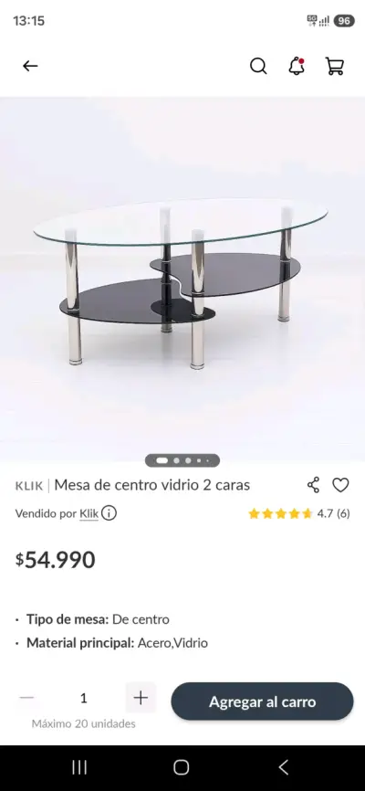 Mesa de centro de vidrio ovalada - miniatura 3