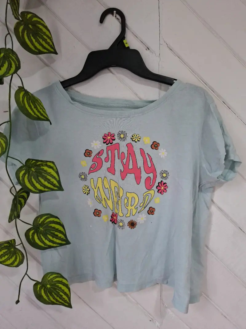 Polera celeste estampada