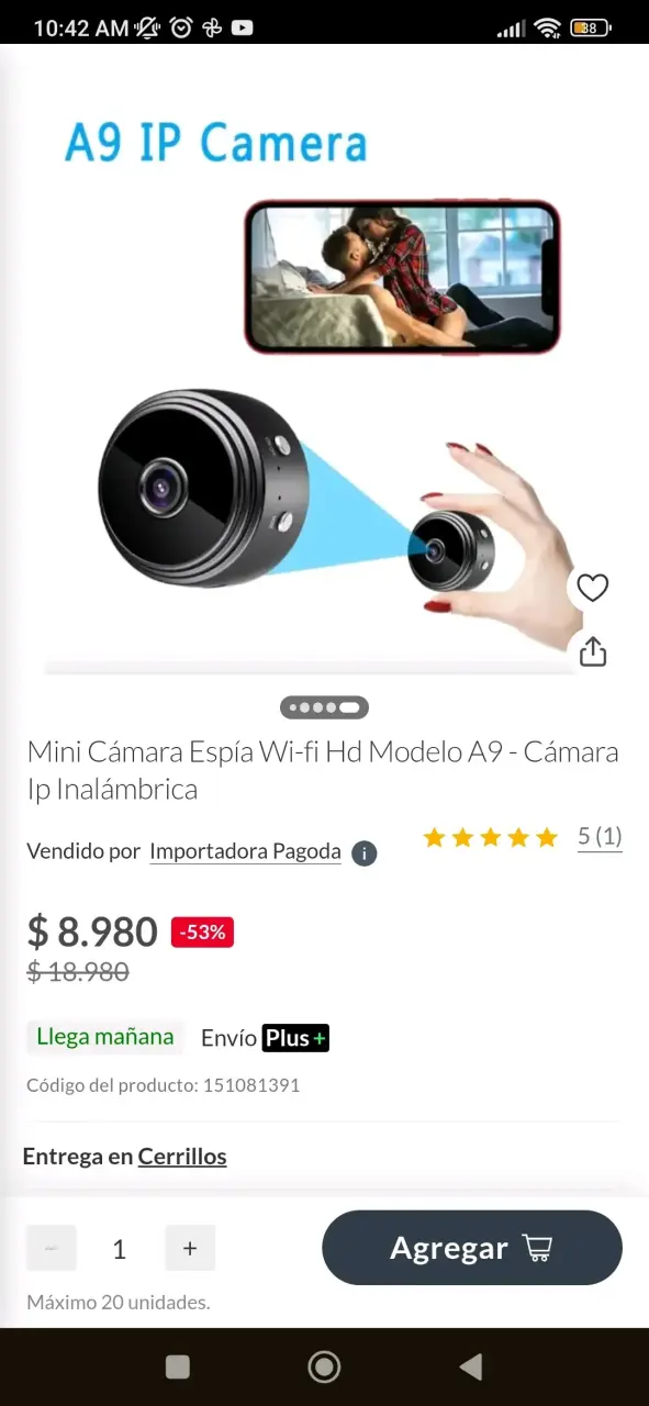Cámara de seguridad WiFi tipo espía - 2