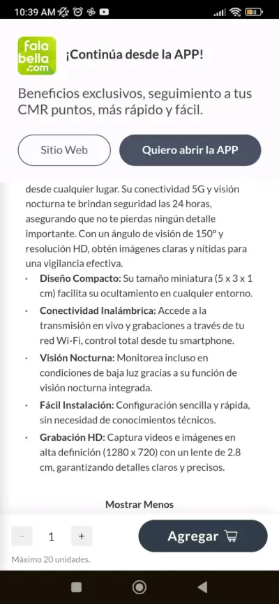 Cámara de seguridad WiFi tipo espía - miniatura 3