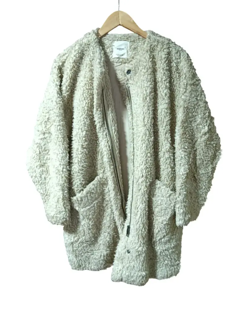 Abrigo tipo Shaggy sintético beige - 1