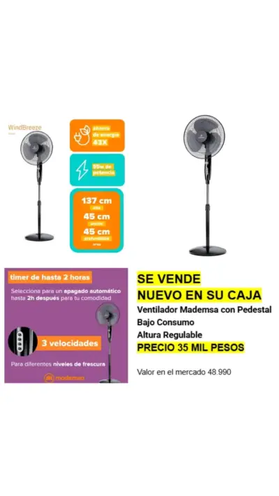 Ventilador Mademsa con pedestal - miniatura 1
