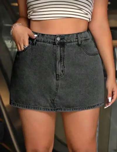 Mini falda short denim gris de Shein - miniatura 1