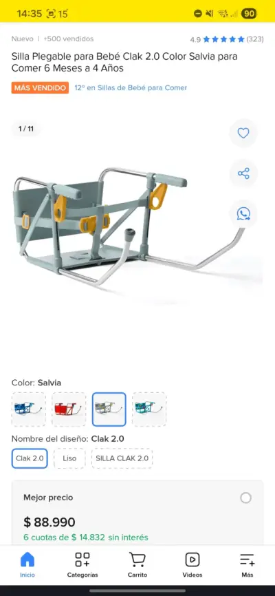 Silla portátil para mesa infantil - miniatura 4