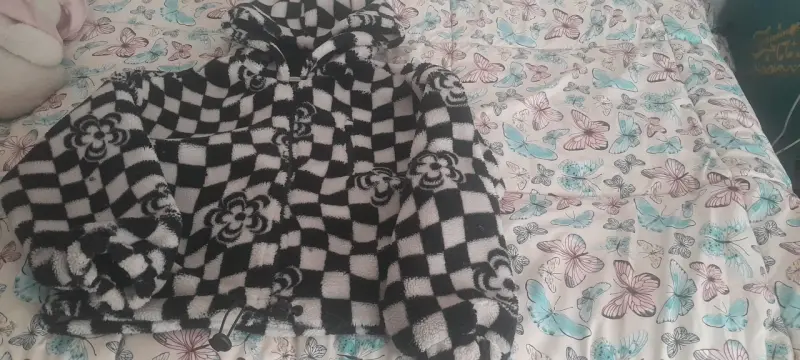 Chaqueta polar ajedrez blanco y negro - 2