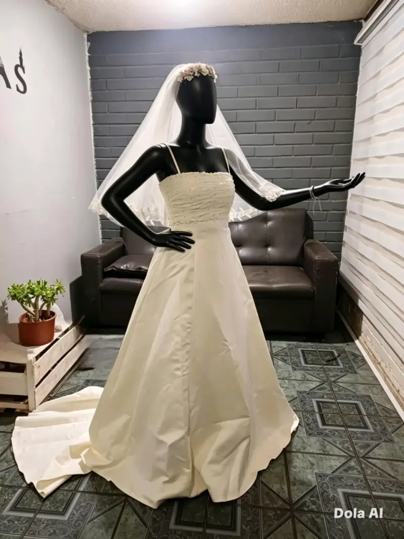 Vestido de novia elegante talla 40 + velo + corona - 1