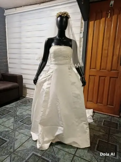 Vestido de novia elegante talla 40 + velo + corona - miniatura 4
