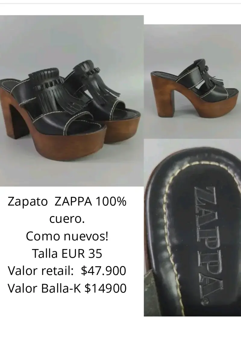 Zuecos de cuero Zappa negros 35