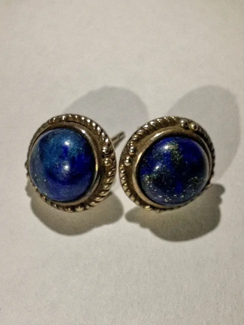 Aros de Plata 925 y Piedra Azul - Estilo Vintage