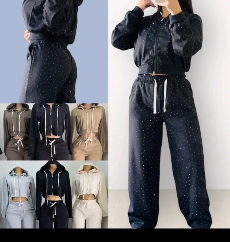 Conjunto deportivo negro con puntos