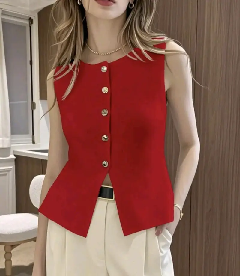 Blusa roja sin mangas