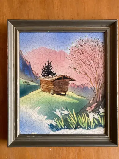 Cuadro paisaje y cabaña - miniatura 1