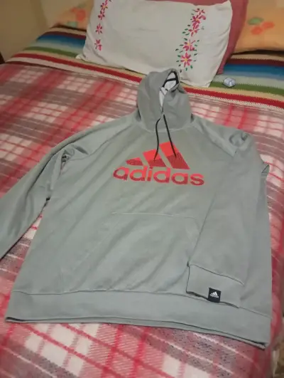 Polerón gris Adidas con capucha XL - miniatura 1