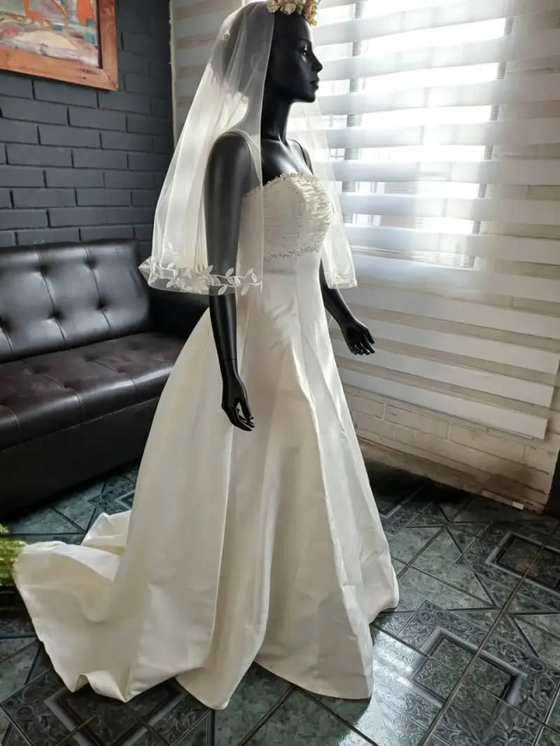 Vestido de novia elegante talla 40 + velo + corona - 5