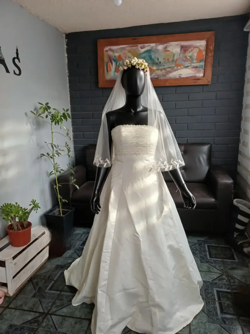 Vestido de novia elegante talla 40 + velo + corona - 6