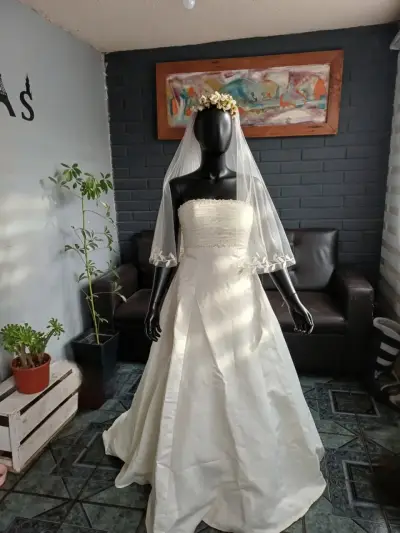 Vestido de novia elegante talla 40 + velo + corona - miniatura 6