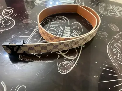 Cinturón damero beige elegante - miniatura 2