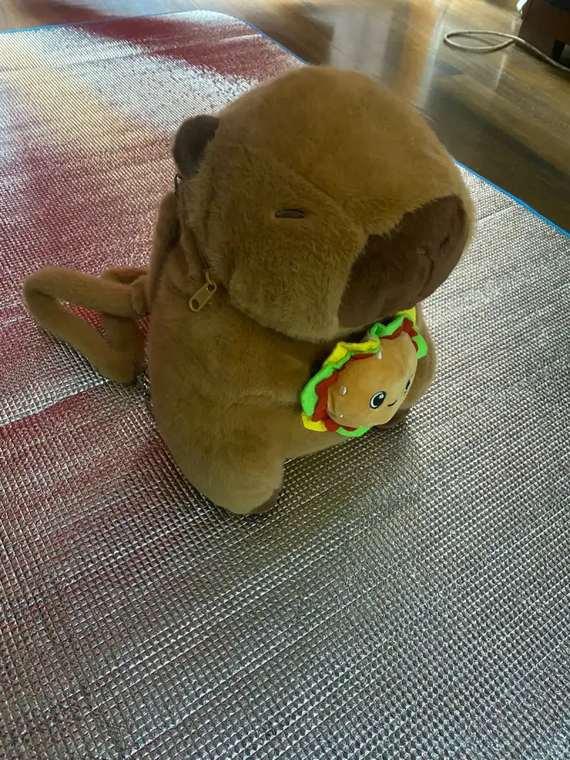 Mochila peluche café con llavero - 2