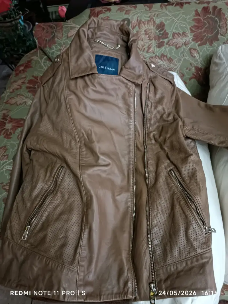 Chaqueta de cuero marrón 100% cuero,liviano. - 1