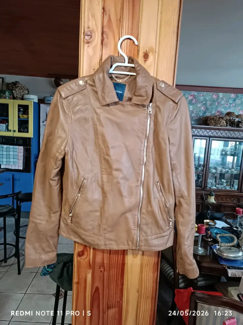Chaqueta de cuero marrón 100% cuero,liviano. - 2
