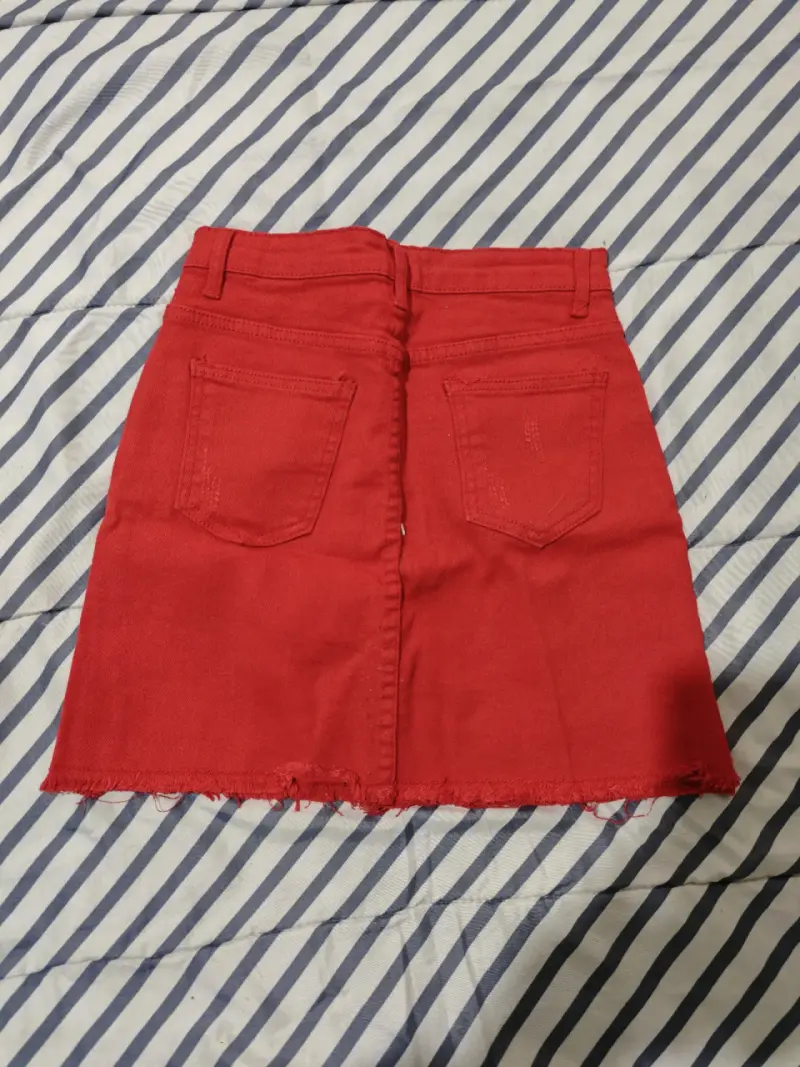 Falda roja de denim - 1
