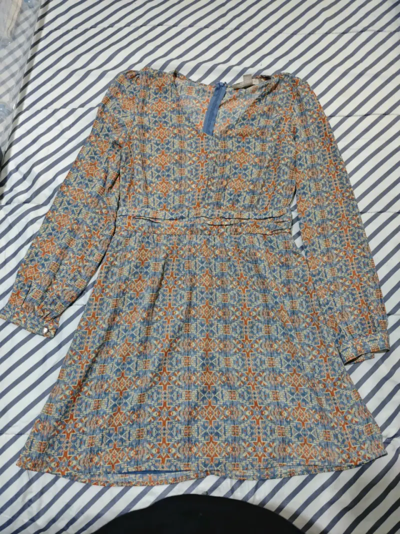 Vestido estampado manga larga - 1