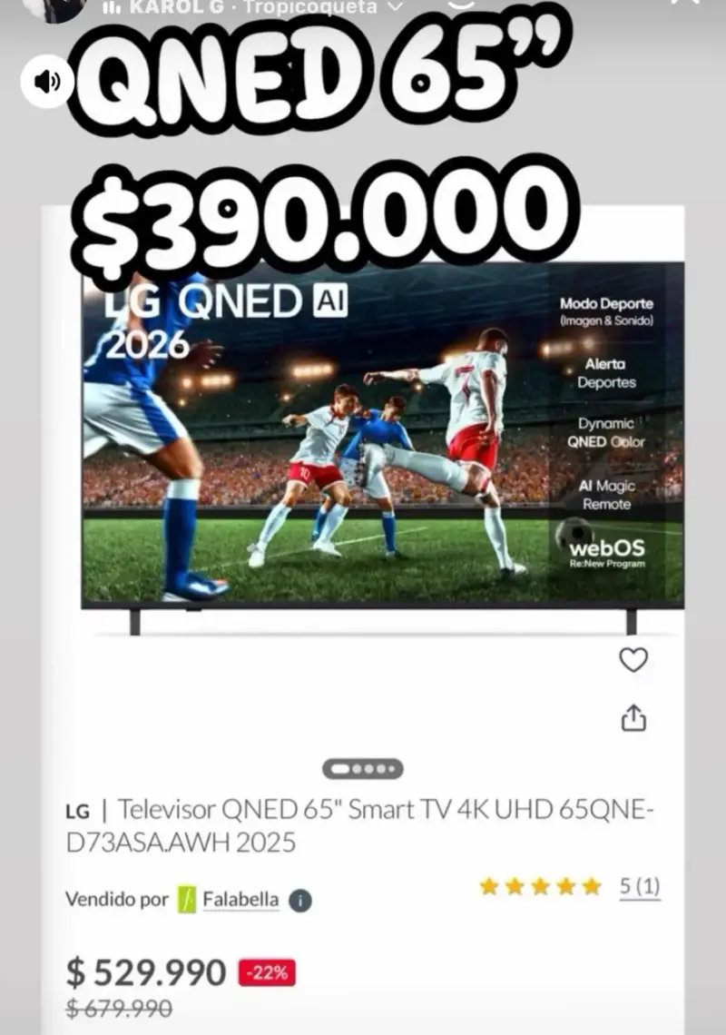 Televisor LG QNED 65 pulgadas