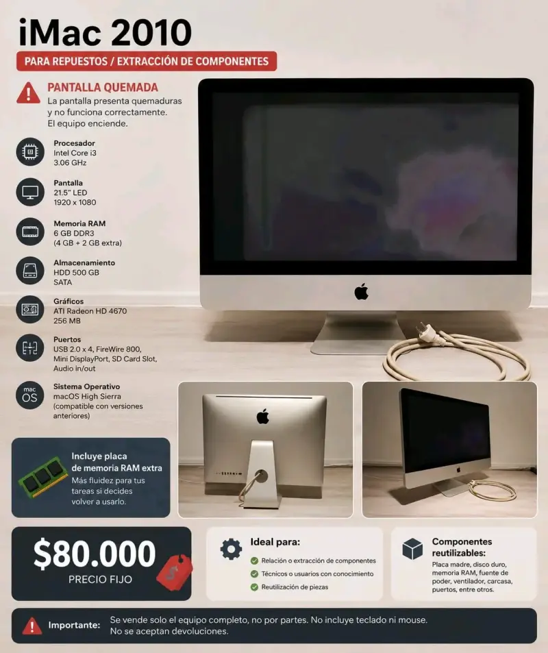 iMac 2010 para repuestos - 1