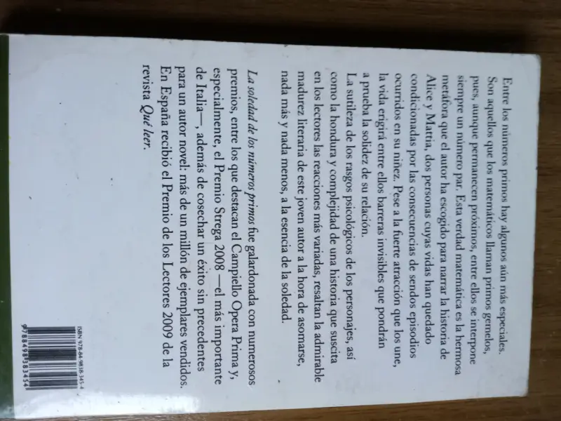 Libro La soledad de los números primos - 2