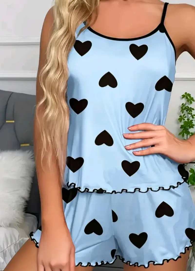 Pijama de corazones azul talla XL - 3