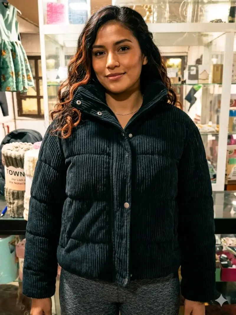 Chaqueta acolchada negra mujer