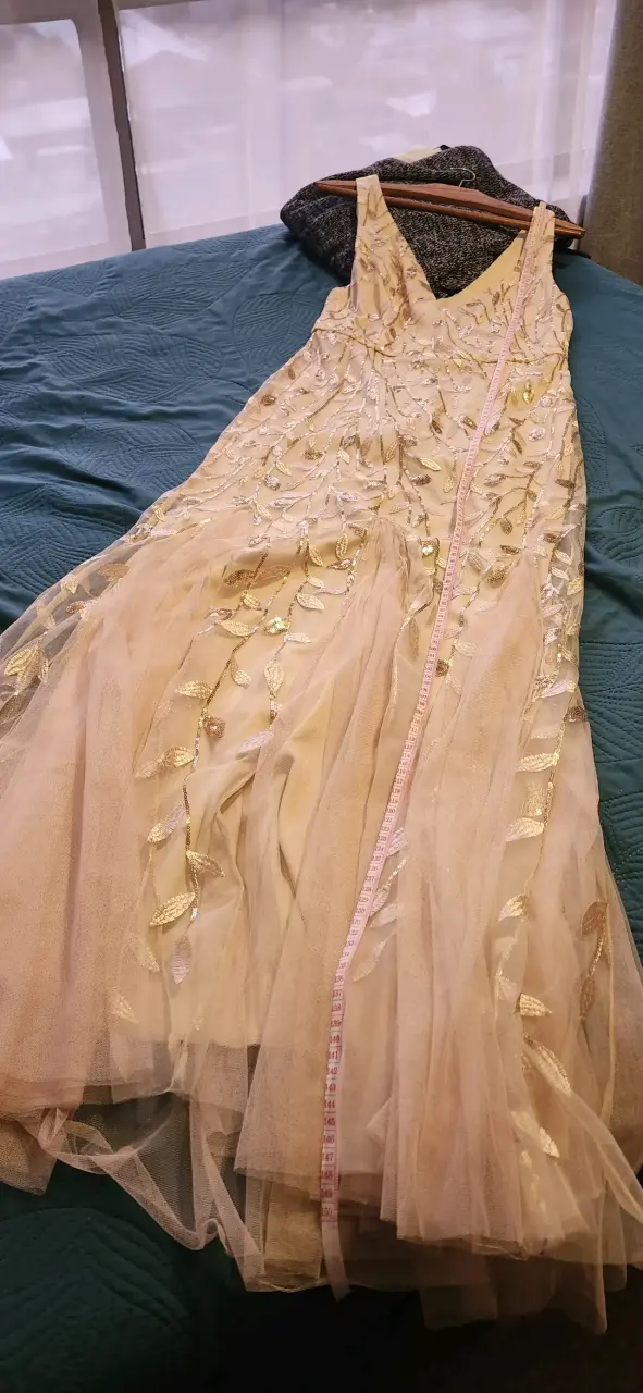 Vestido de fiesta elegante beige - 5