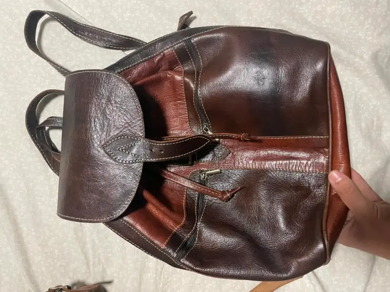 Mochila de cuero marrón - 2
