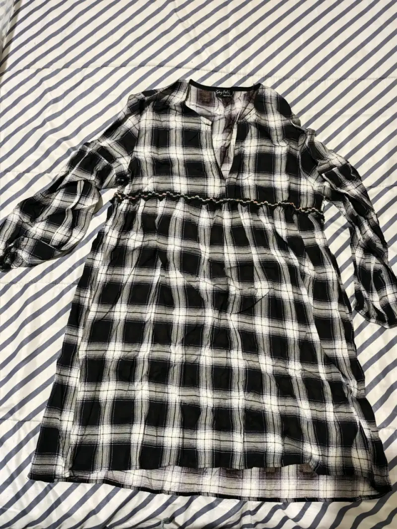 Vestido de cuadros blanco y negro - 1