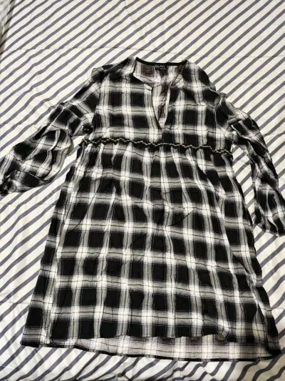 Vestido de cuadros blanco y negro - miniatura 1