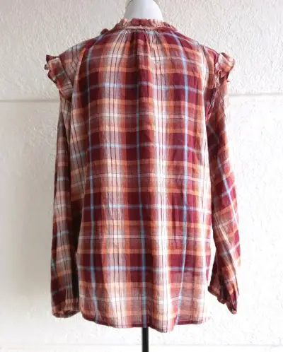 Blusa cuadriculada naranja y rojo - miniatura 4
