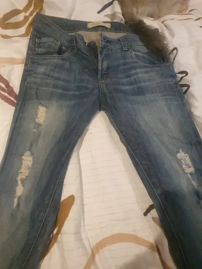 Jeans desgastados azul oscuro - miniatura 1