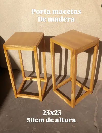 Porta macetas de madera - miniatura 1