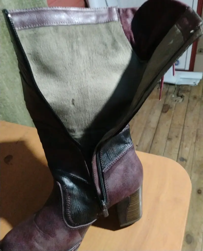 Botas altas de cuero burdeo - 1