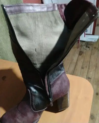 Botas altas de cuero burdeo - miniatura 1