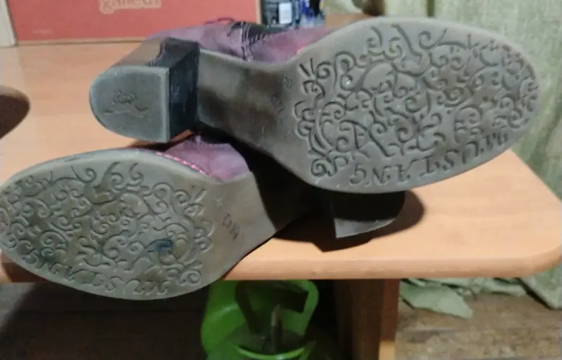 Botas altas de cuero burdeo - 2
