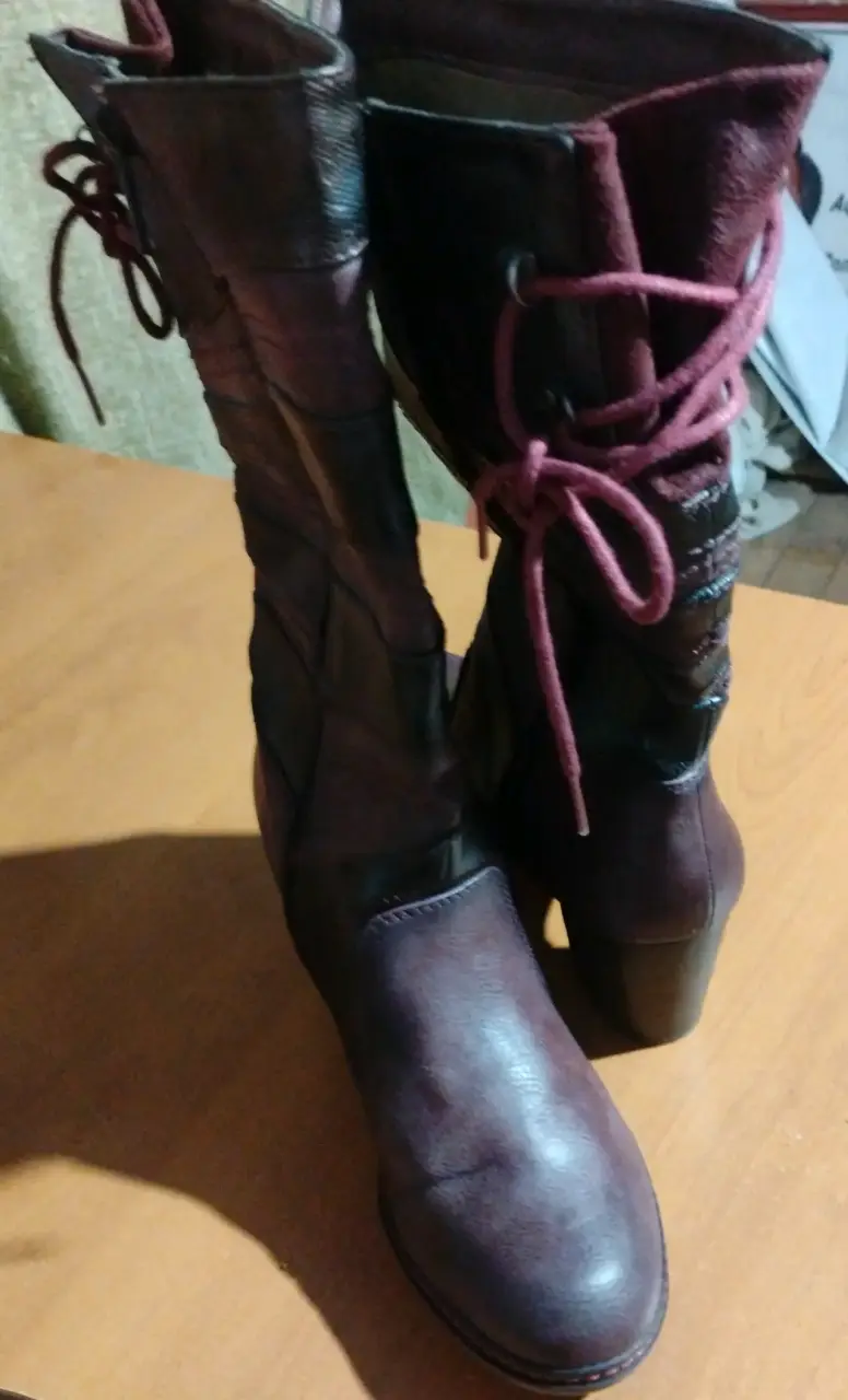 Botas altas de cuero burdeo - 3