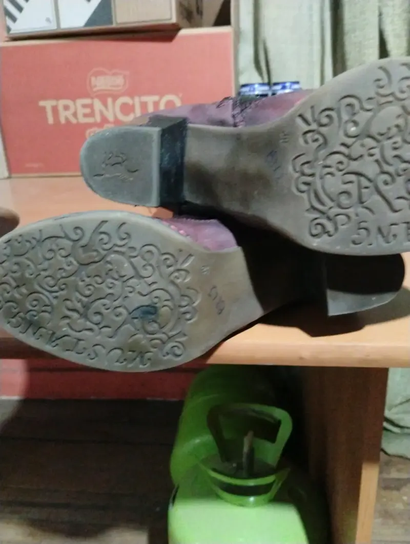 Botas altas de cuero burdeo - 5