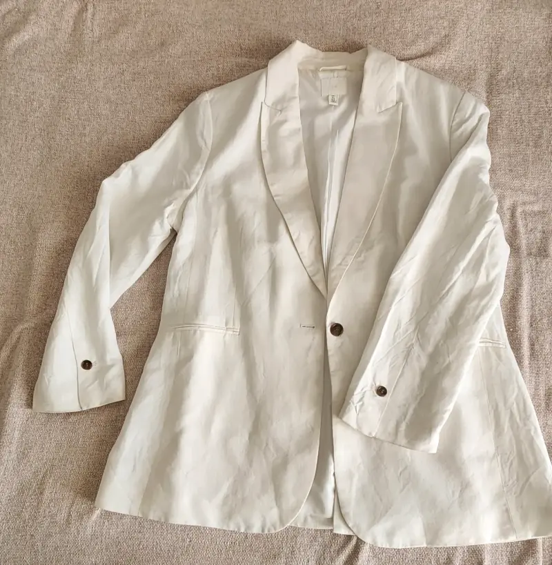 Blazer blanco elegante (estilo tela Lino) - 2